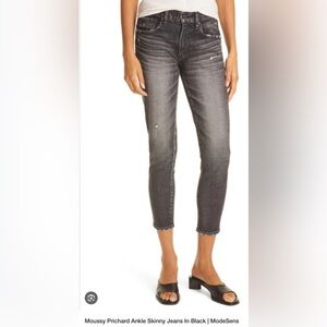 Moussy Women's 25 Jeans Skinny Ankle Crop Vintage Prichard Distressed Black